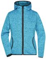 Dames Fleece Hoodie James & Nicholson JN588 blue melange-zwart